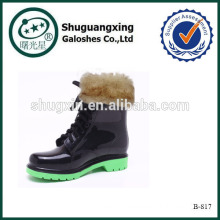 colorful rubber rain boot steel toe pvc rain boots warm/B-817